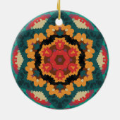 Retro Mandala blauw Sinaasappel en rood Keramisch Ornament (Achterkant)