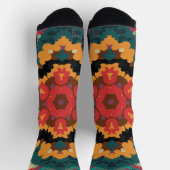 Retro Mandala blauw Sinaasappel en rood Sokken (Top)