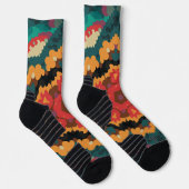 Retro Mandala blauw Sinaasappel en rood Sokken (Rechts)