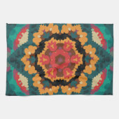 Retro Mandala blauw Sinaasappel en rood Theedoek (Horizontaal)