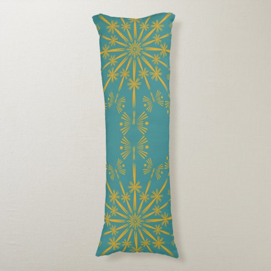 Retro Mandala Blauwgroen Body Pillow Lichaamskussen (Voorkant Verticaal)