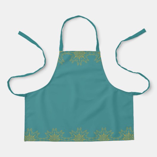 Retro Mandala Blauwgroen klein Schort (Voorkant)