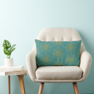Retro Mandala Blauwgroen Lumbar Pillow Kussen