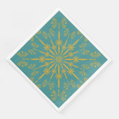 Retro Mandala Blauwgroen papier Napkins Servet (Hoek)