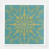 Retro Mandala Blauwgroen papier Napkins Servet (Voorkant)