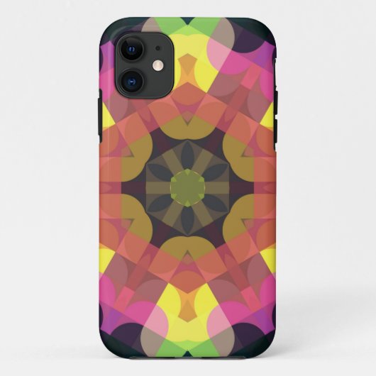 Retro Mandala Bloedroze Geel en Groen Case-Mate iPhone Case (Achterkant)