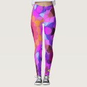Retro Mandala Bloedroze Oranje en Paars Leggings (Voorkant)