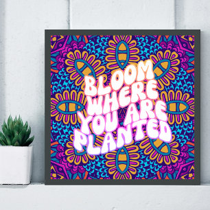 Retro Mandala bloeien waar je geplant bent Poster