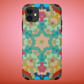 Retro Mandala Bloem Blauw Groen en Roze Case-Mate iPhone Case