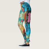 Retro Mandala Bloem Blauw Groen en Roze Leggings (Links)