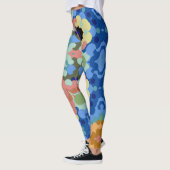 Retro Mandala Bloem Blauw Roze en Geel Leggings (Links)