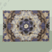 Retro Mandala Bloem Blauw Tan en Bruin Theedoek