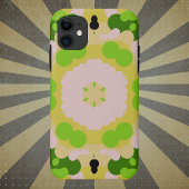Retro Mandala Bloem Geel Groen en Wit Case-Mate iPhone Case