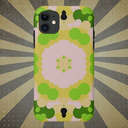 Retro Mandala Bloem Geel Groen en Wit Case-Mate iPhone Case