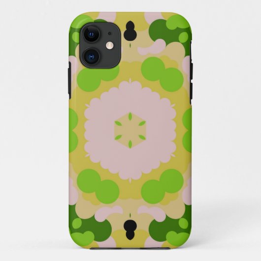 Retro Mandala Bloem Geel Groen en Wit Case-Mate iPhone Case (Achterkant)