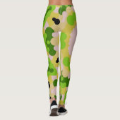 Retro Mandala Bloem Geel Groen en Wit Leggings (Achterkant)