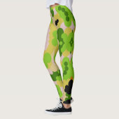 Retro Mandala Bloem Geel Groen en Wit Leggings (Links)