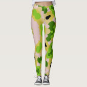 Retro Mandala Bloem Geel Groen en Wit Leggings (Voorkant)