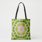 Retro Mandala Bloem Geel Groen en Wit Tote Bag (Voorkant)