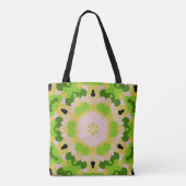 Retro Mandala Bloem Geel Groen en Wit Tote Bag (Achterkant)