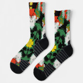 Retro Mandala Bloem Groen Sinaasappel en Geel Sokken (Links)