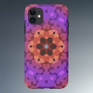Retro Mandala Bloem Paarse en Rood Case-Mate iPhone Case