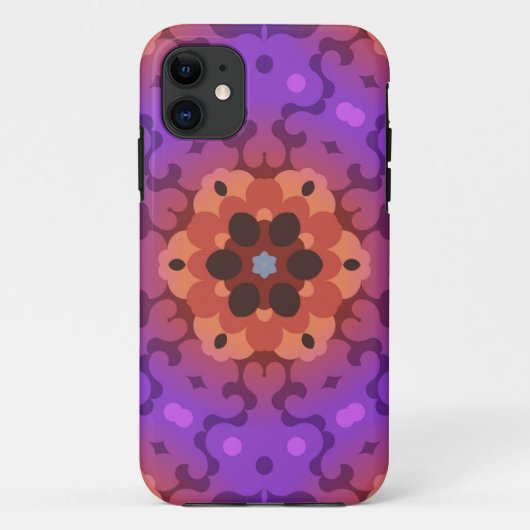 Retro Mandala Bloem Paarse en Rood Case-Mate iPhone Case (Achterkant)