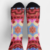 Retro Mandala Bloem Rood Blauw en Sinaasappel Sokken (Top)