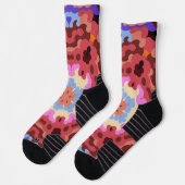 Retro Mandala Bloem Rood Blauw en Sinaasappel Sokken (Links)