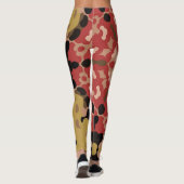 Retro Mandala Bloem Rood en Bruin Leggings (Achterkant)