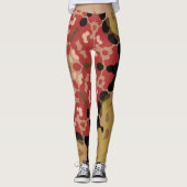 Retro Mandala Bloem Rood en Bruin Leggings (Voorkant)