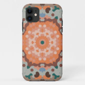 Retro Mandala Bloem Sinaasappel Blauw en Bruin Case-Mate iPhone Case (Achterkant)