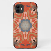 Retro Mandala Bloem Sinaasappel Blauw en Tan Case-Mate iPhone Case (Achterkant)