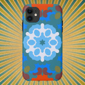 Retro Mandala Bloem Sinaasappel Wit en Blauw Case-Mate iPhone Case