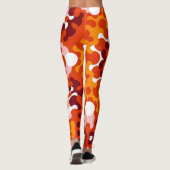 Retro Mandala Bloem Sinaasappel Wit en Geel Leggings (Achterkant)