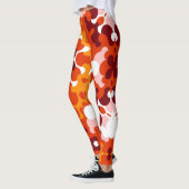 Retro Mandala Bloem Sinaasappel Wit en Geel Leggings (Links)