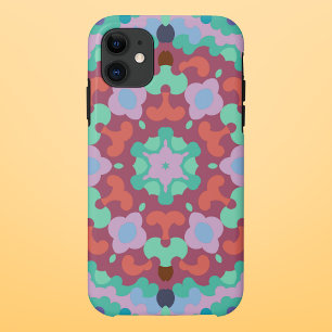 Retro Mandala Bloemblauw Rood en Blauwgroen Case-Mate iPhone Case
