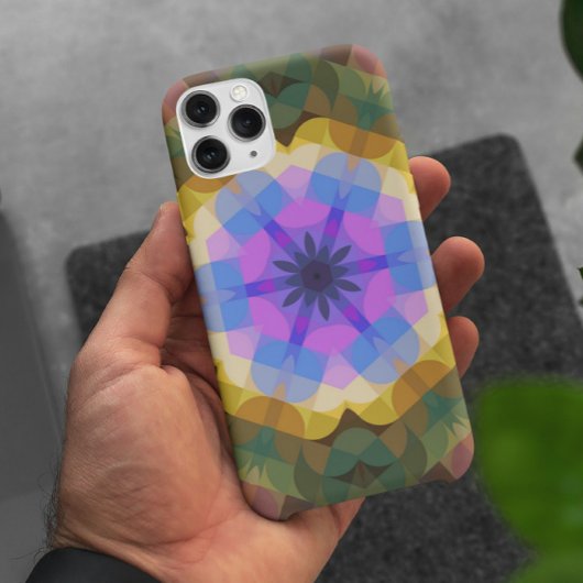 Retro Mandala Bloemroze Blauw en Geel Case-Mate iPhone Case