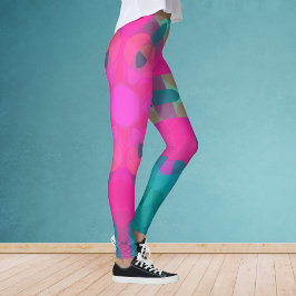 Retro Mandala Bloemroze en Blauw Leggings