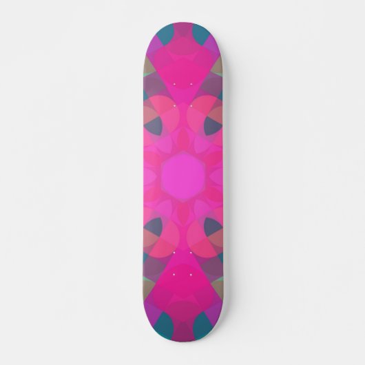 Retro Mandala Bloemroze en Blauw Persoonlijk Skateboard (Voorkant)