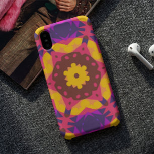 Retro Mandala Bloemroze Paars en geel Case-Mate iPhone Case