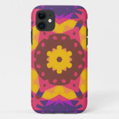 Retro Mandala Bloemroze Paars en geel Case-Mate iPhone Case (Achterkant)