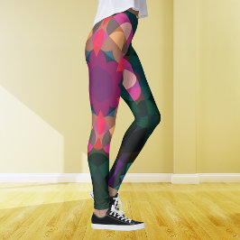 Retro Mandala Bloemroze Paars en geel Leggings