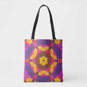 Retro Mandala Bloemroze Paars en geel Tote Bag (Voorkant)
