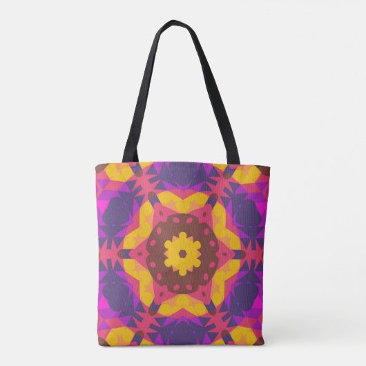 Retro Mandala Bloemroze Paars en geel Tote Bag (Achterkant)