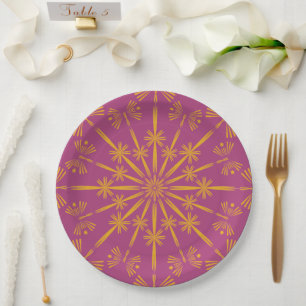 Retro Mandala Boysenberry 9-inch papieren Borden Bordje
