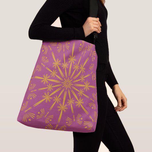 Retro Mandala Boysenberry Crossbody Bag (2 Sizes) Tas (Dichtbij)