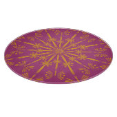 Retro Mandala Boysenberry Glass Cutting Board Snijplank (Hoek)