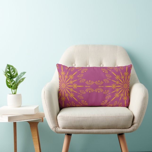 Retro Mandala Boysenberry Lumbar Pillow Kussen (Stoel)