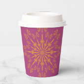 Retro Mandala Boysenberry Paper Cups Papieren Bekers (Achterkant)